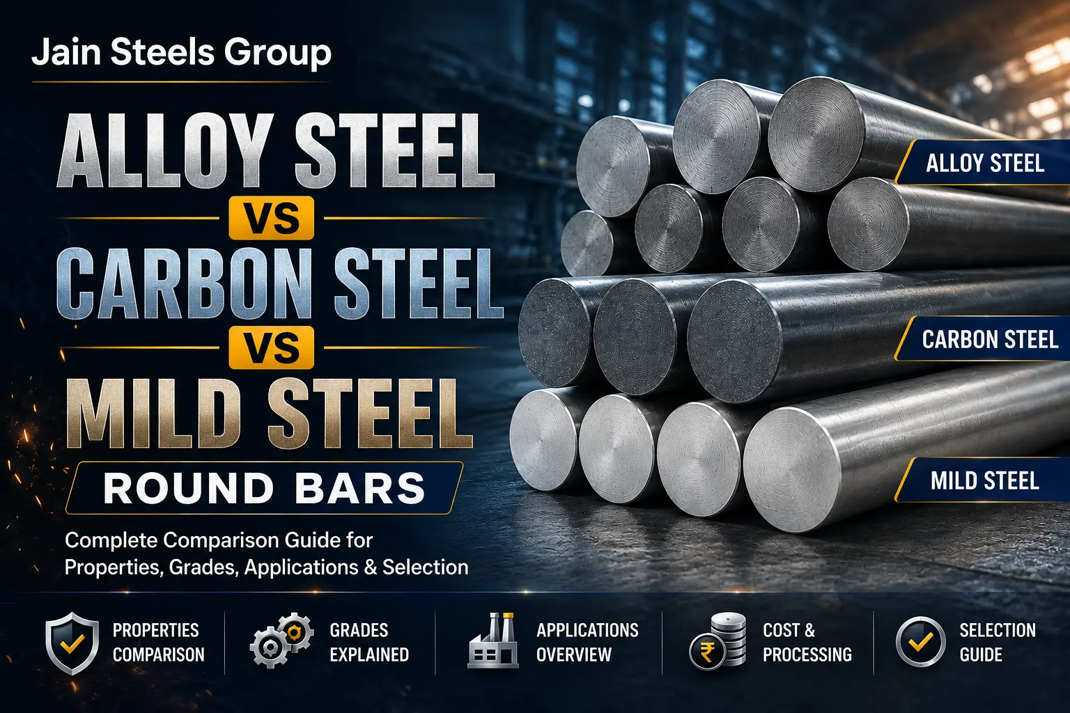 Alloy Steel vs Carbon Steel vs Mild Steel round bars comparison guide